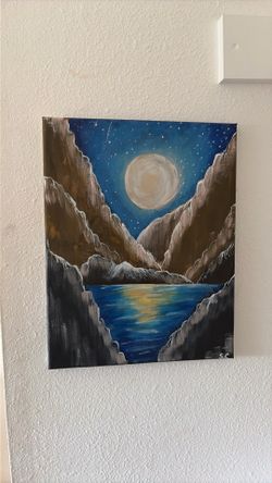 Medium sized moon and rock painting