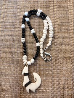 Handmade Puka Necklace w/ White Clam Hook Pendant
