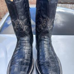 New custom made Crocodile Belly Boots size 10