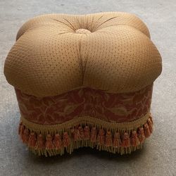 Ottoman Boho Baroque Victorian With Fringe 20” Square X 16” Tall 