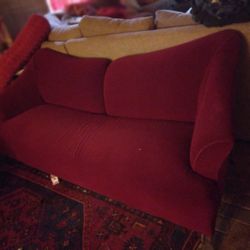 Elegant Red Velvet Couch 