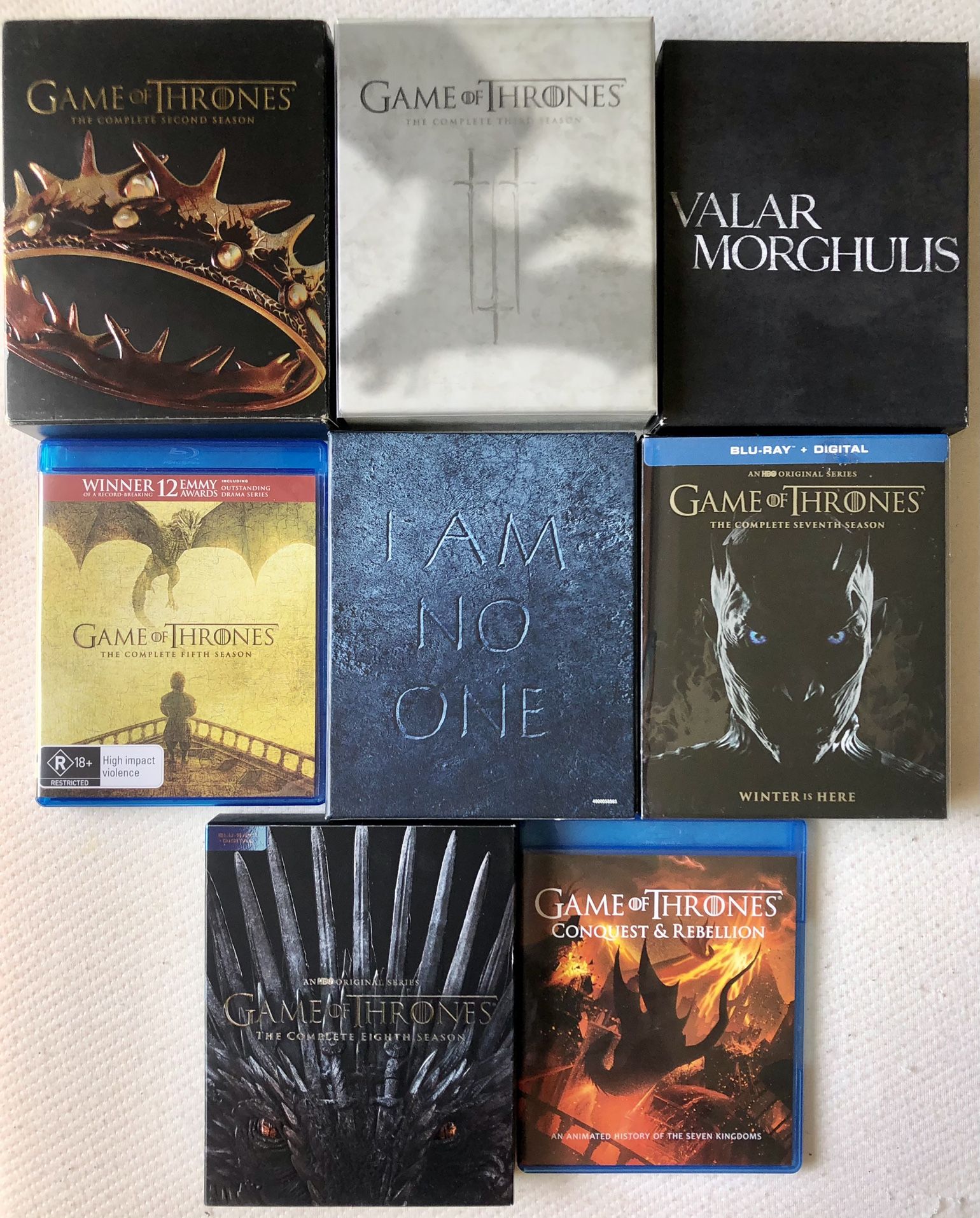 Game Of Thrones Complete Seasons 2, 3, 4, 5, 6, 7, & 8 Box Sets (Blu-Ray Discs)