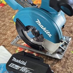 Makita XSC01Z 18V LXT Lithium-Ion Cordless 5-3/8" Metal Cutting Saw with high capacity 5.0AH  batter