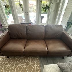 Brown Leather Couch With Ottoman 