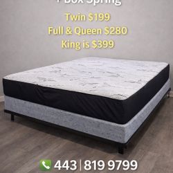 Queen Mattress Come With Bed Frame (Rails) And Box Spring - Free Delivery Today 
