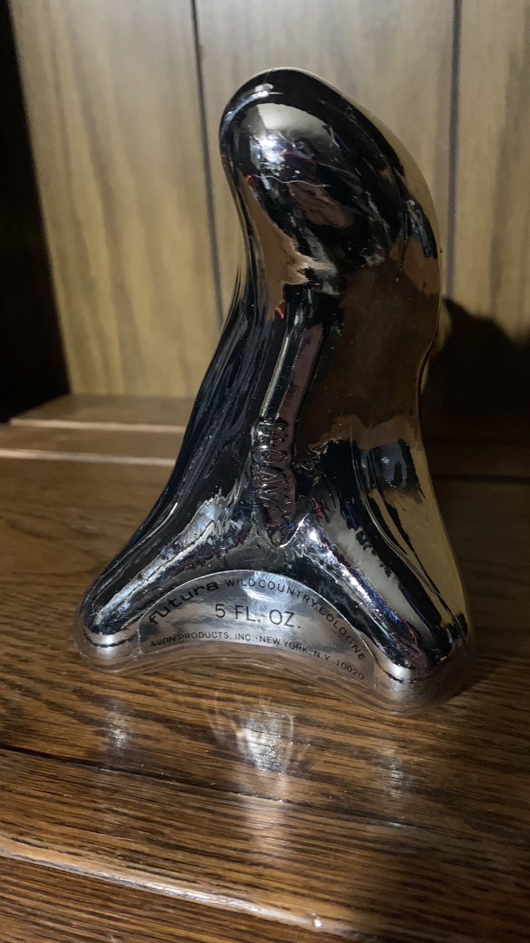 Vintage Avon Futura Wild Country Cologne in 5 Oz Metal Chrome Decanter & Box New