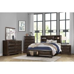 Frame Queen Platform bed Espresso finish, Bookcase, New Especial price