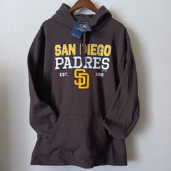 3XL and 5XL Padres Majestic Men's Brown Hoodie