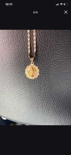 14kt Virgin Mary pendant and chain