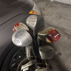 Golf bag with clubs