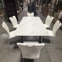 New 71”Sintered Stone Dining Table With 6 chairs