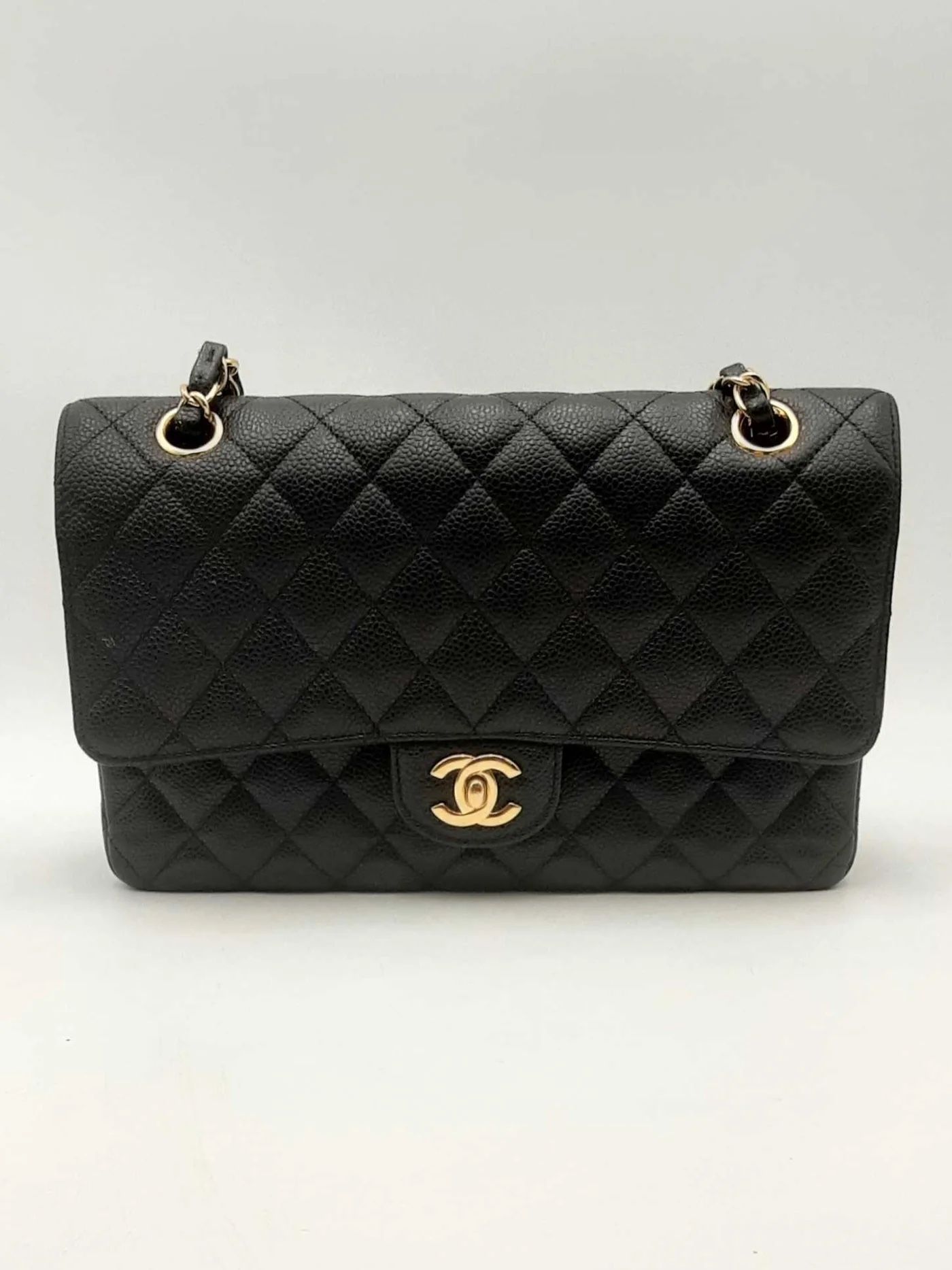Chanel Black Quilted Caviar Classic Double Flap Shoulder Bag