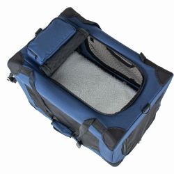 2 in 1, 28'' Collapsible Travel Dog Crate for Medium Large Dogs, Rolling Pet Carrier with Wheels, 3-Door Portable Folding Pet Kennel with Mesh Windows