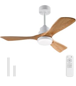 New 42” Wooden Blades Ceiling Fan with LED Lights &Remote,Dimmable Reversible Outdoor/Indoor