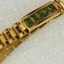Manilla Gold Filled Piedras Verdes Joyería Antigua 