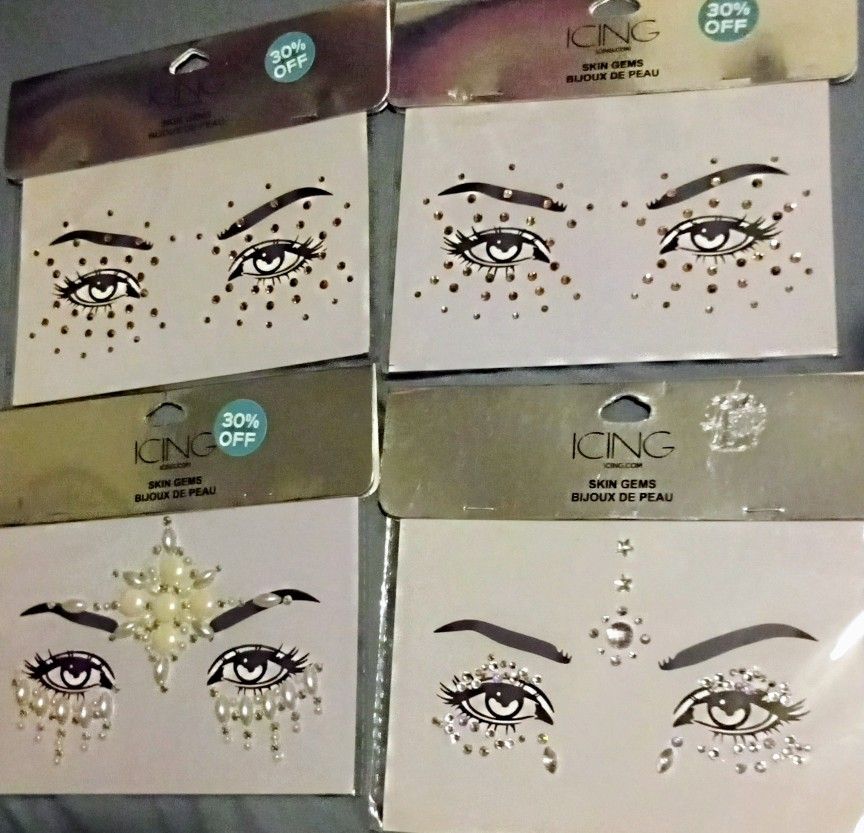 4 Brand New Packs Of Icing Skin Gems