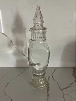 Vintage Glass Apothecary Jar with Pointed Lid