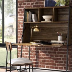 Loring Wood Secretary Desk with Hutch and Charging Station Walnut - Threshold