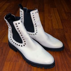 Dolce Vita Peton Studded Leather Chelsea Black/Off White Booties Size 10