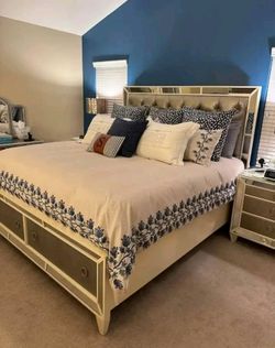 King Bed Frame with Storage Drawers