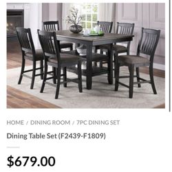 Brown Counter Height Dining Table Set