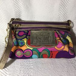 Coach Poppy Graffiti Wristlet Gold  Small  