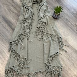 Light Green Fringe Open Cardigan 