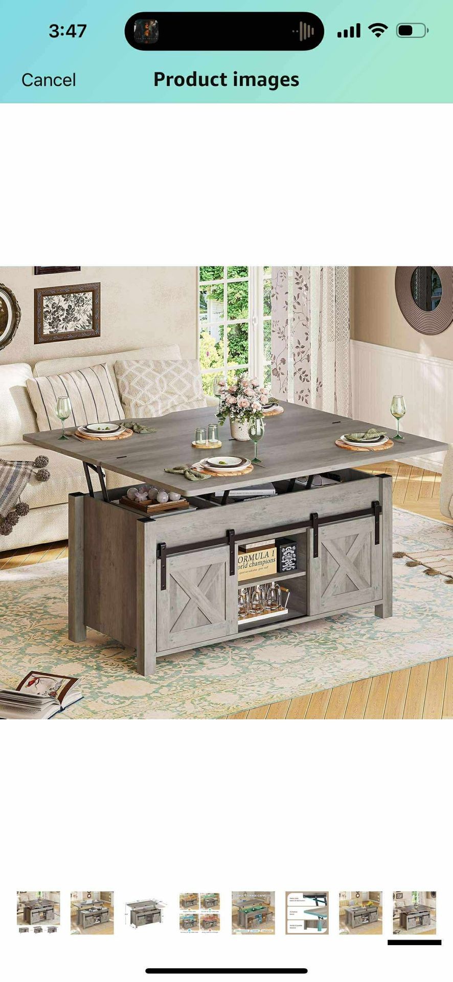 Pick Up: Lift Top Coffee Table, 4 in 1 Multi-Function Convertible Coffee Tables with Storage and Hidden Compartment, Farmhouse Coffee Table Converts t