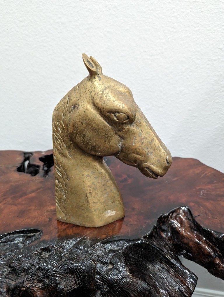 Vintage Brass Horse Head Sculpture