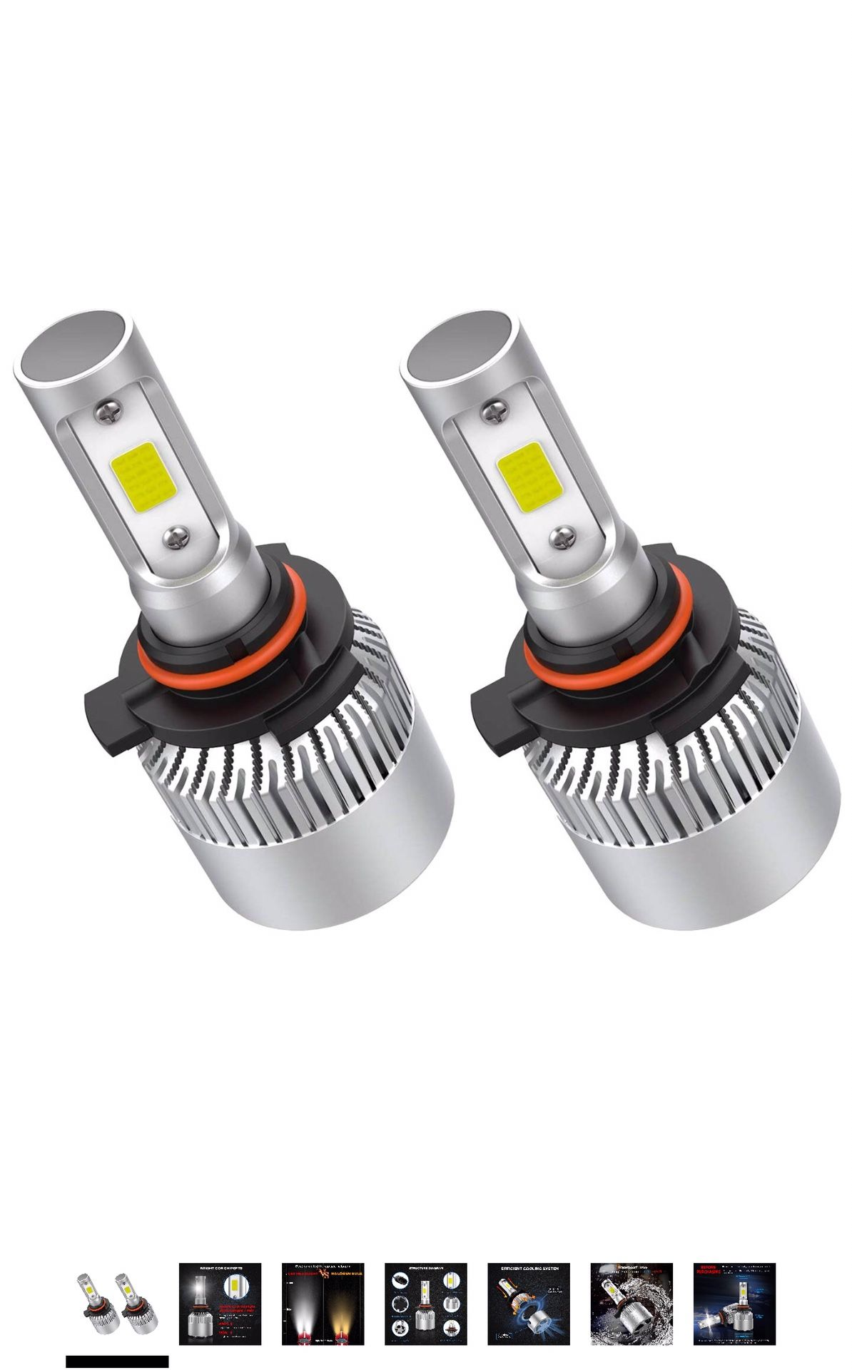 9012 Led Headlight Bulbs, S2 Series Flip Cob Chips, 3600lm Hi/Lo Beam/Fog Lights, 6500k Cool Daylight (9012 HIR2)