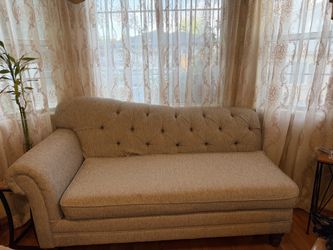 Beige Tufted Sofa / Chaise-Style Settee – $225 OBO