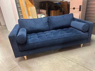 Blue velvet couch love seat
