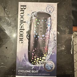 Brookstone Cylcone Beat Wireless Multicolor LED Speaker -  Splash-proof NIB