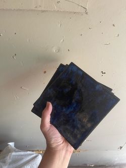 Blue and Black Marble Square Tiles Set