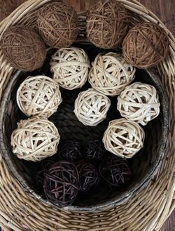 Wicker Rattan Balls Decorative Balls for Centerpiece Bowls Orbs Vase Fillers