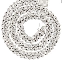 White Gold Plated Mens CZ Miami Cuban Link Chain