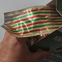 Holiday Cheers Wired Edge Ribbon 100 Feet BNIP