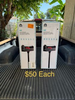 NEW Architectural Mailboxes MB1 Black, Steel, Post Mount Mailbox & 2” In-Ground Post Kit *$50 ea*