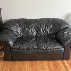 Black leather sofa, sale only for pickup