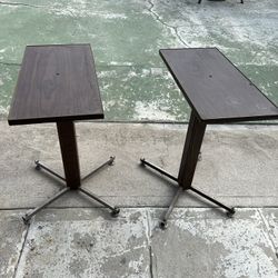 Two (2) Wood And Metal Side Tables