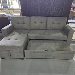 SLEEPER SECTIONAL GRAY FABRIC 90x55