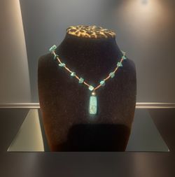 Vintage Turquoise Beaded String Necklace 19” W/Lobster Claw Clasps 