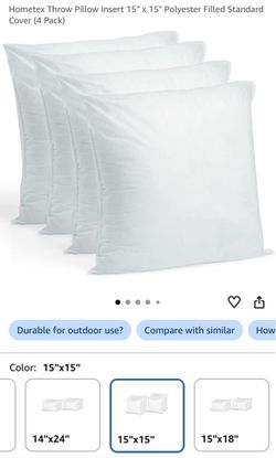 New Set of 4 Throw pillow Insert 15”x15” READ DESCRIPTION