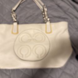 Vintage Coach Colette Leather Op Art Logo Tote Bag