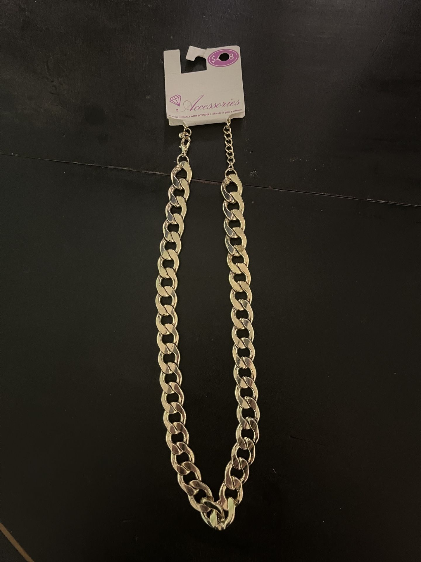 Vintage Goldtone Chunky 18 in Cuban Chain Necklace With Extender