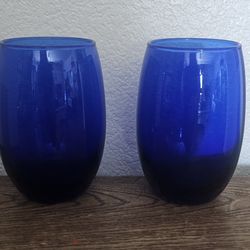 Cobalt Blue Glass Wine Tumblers (2)