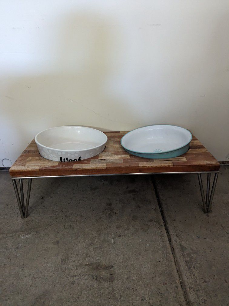 Ceramic Water/Food Bowls with Stand