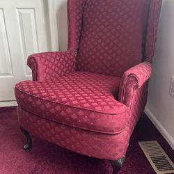 Maroon Pattern Wingback Chair