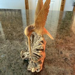 Hummingbird Carved From A Tree Trunk, Check Pictures For Dimensions And Ebay Price