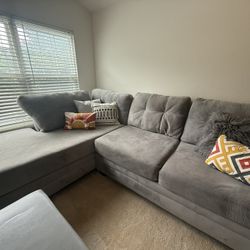 Grey Microsuede Couch (LF Chaise) 